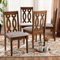 Cherese Modern and Contemporary Grey Fabric Upholstered Walnut Brown Finished 4-Piece Wood Dining Chair Set FredCo