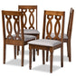 Cherese Modern and Contemporary Grey Fabric Upholstered Walnut Brown Finished 4-Piece Wood Dining Chair Set FredCo
