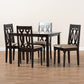 Cherese Modern and Contemporary Sand Fabric Upholstered Espresso Brown Finished 5-Piece Wood Dining Set FredCo