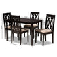Cherese Modern and Contemporary Sand Fabric Upholstered Espresso Brown Finished 5-Piece Wood Dining Set FredCo