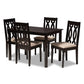 Cherese Modern and Contemporary Sand Fabric Upholstered Espresso Brown Finished 5-Piece Wood Dining Set FredCo