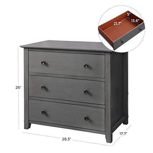 Chest of 3 Drawers Gray FredCo