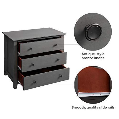 Chest of 3 Drawers Gray FredCo