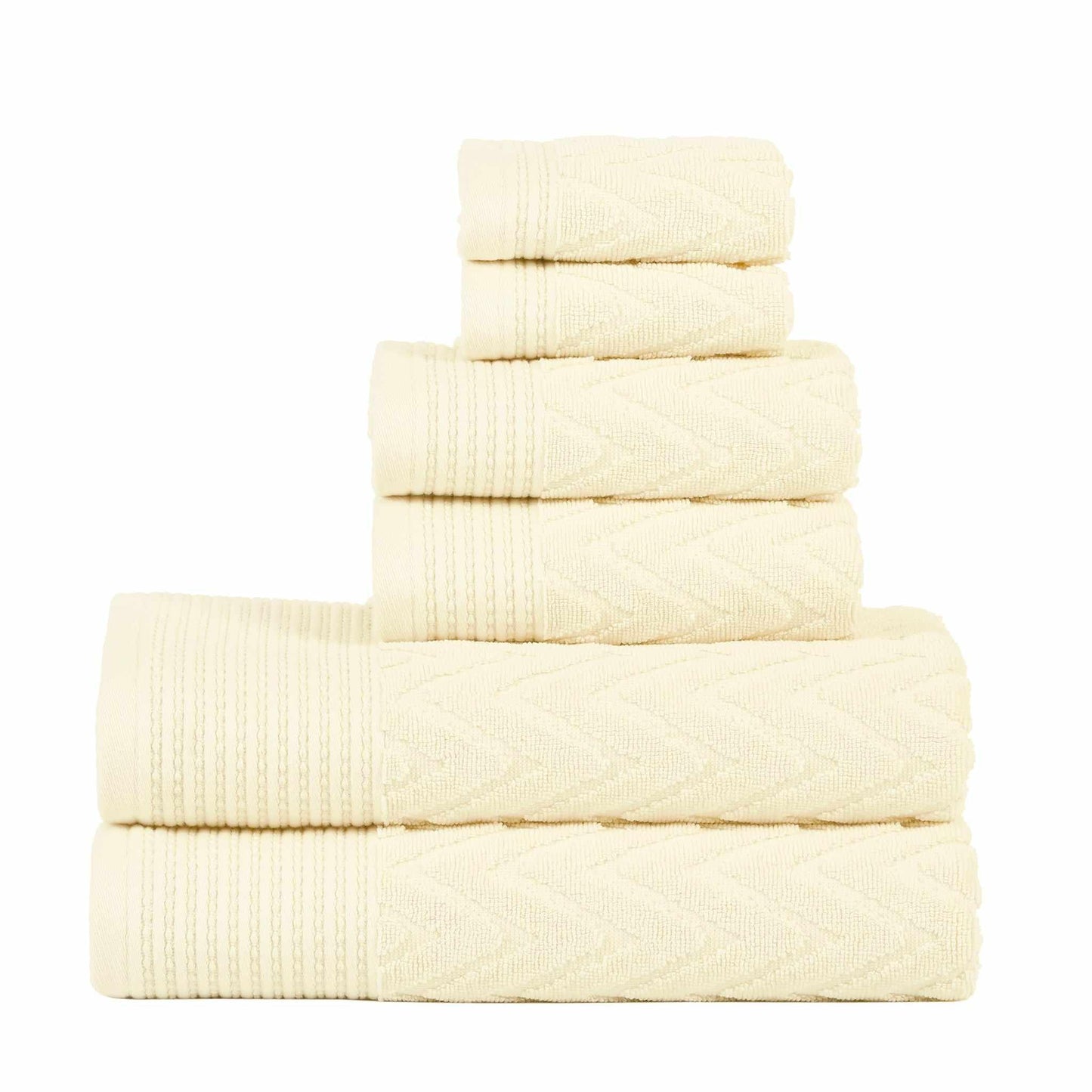 Chevron 100% Combed Cotton 550 GSM Jacquard Weave 6-Piece Towel Set FredCo
