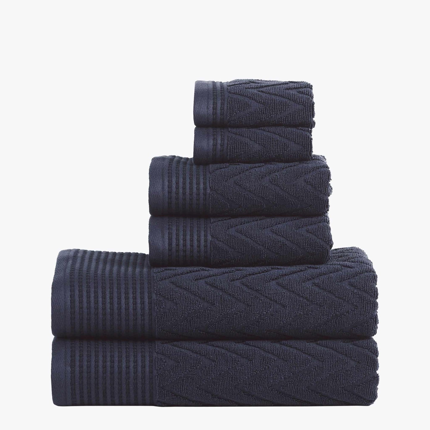Chevron 100% Combed Cotton 550 GSM Jacquard Weave 6-Piece Towel Set FredCo