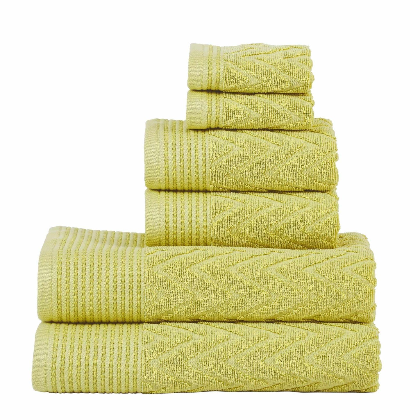 Chevron 100% Combed Cotton 550 GSM Jacquard Weave 6-Piece Towel Set FredCo