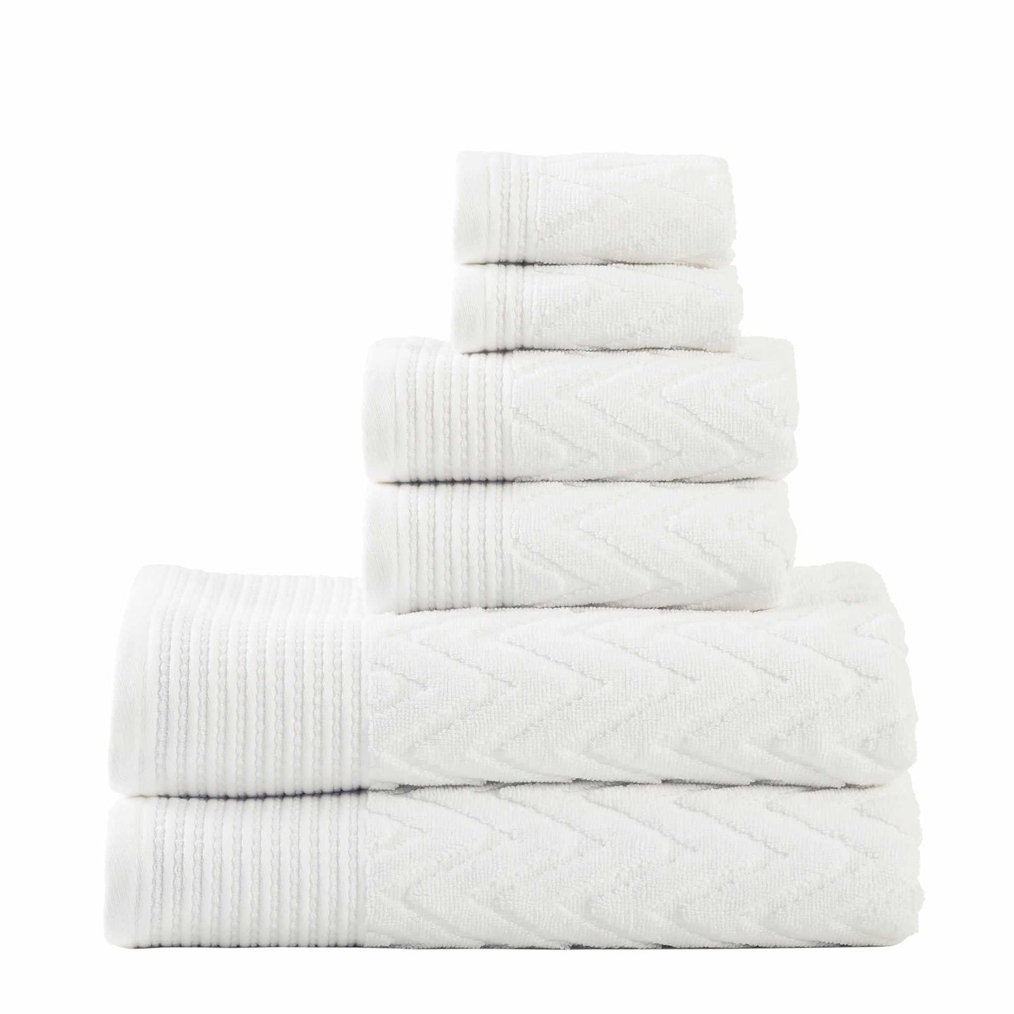 Chevron 100% Combed Cotton 550 GSM Jacquard Weave 6-Piece Towel Set FredCo