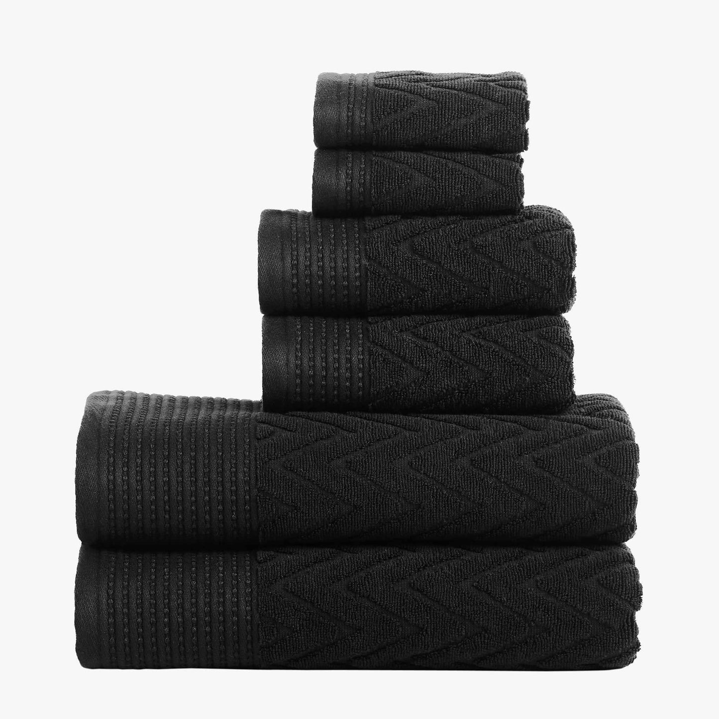 Chevron 100% Combed Cotton 550 GSM Jacquard Weave 6-Piece Towel Set FredCo