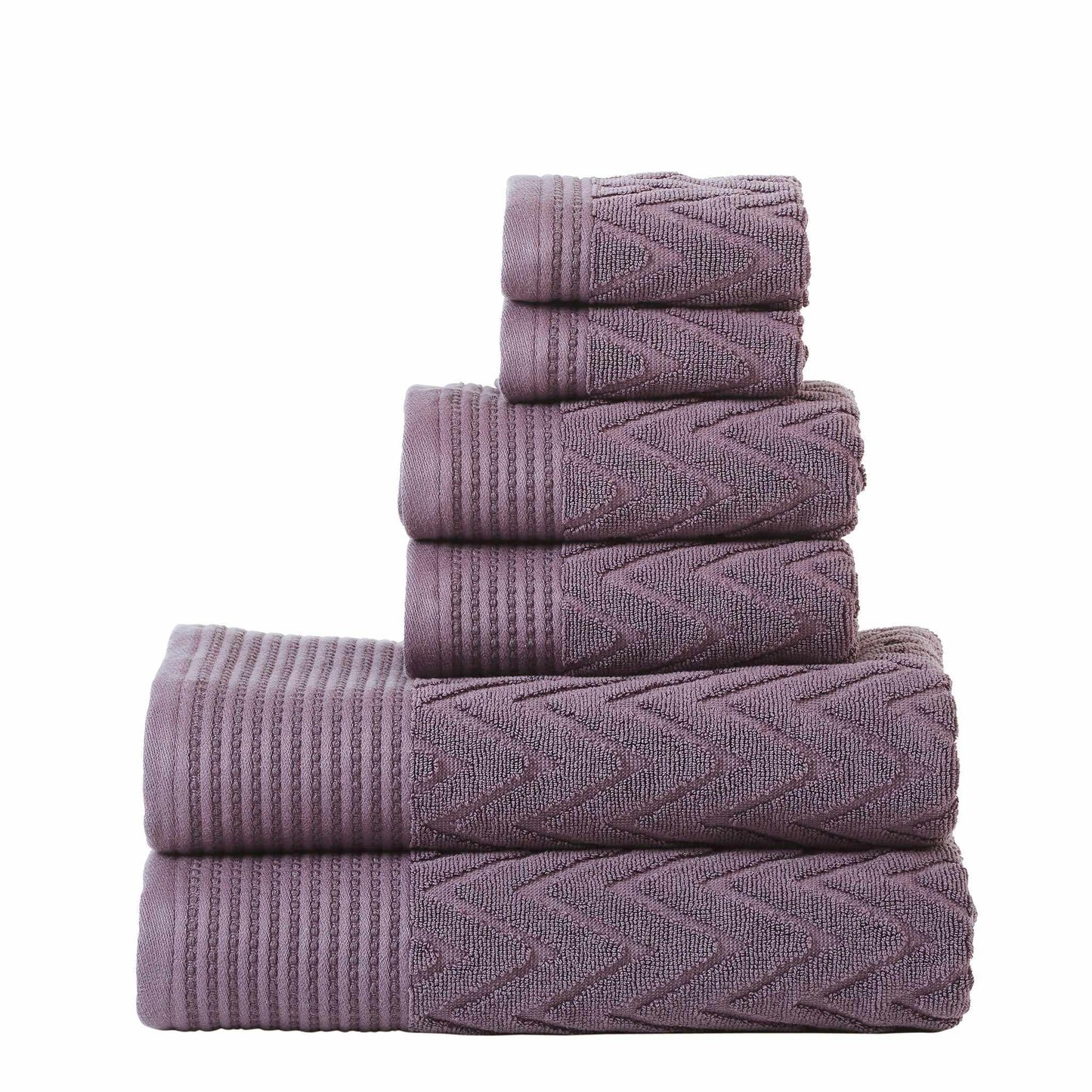 Chevron 100% Combed Cotton 550 GSM Jacquard Weave 6-Piece Towel Set FredCo