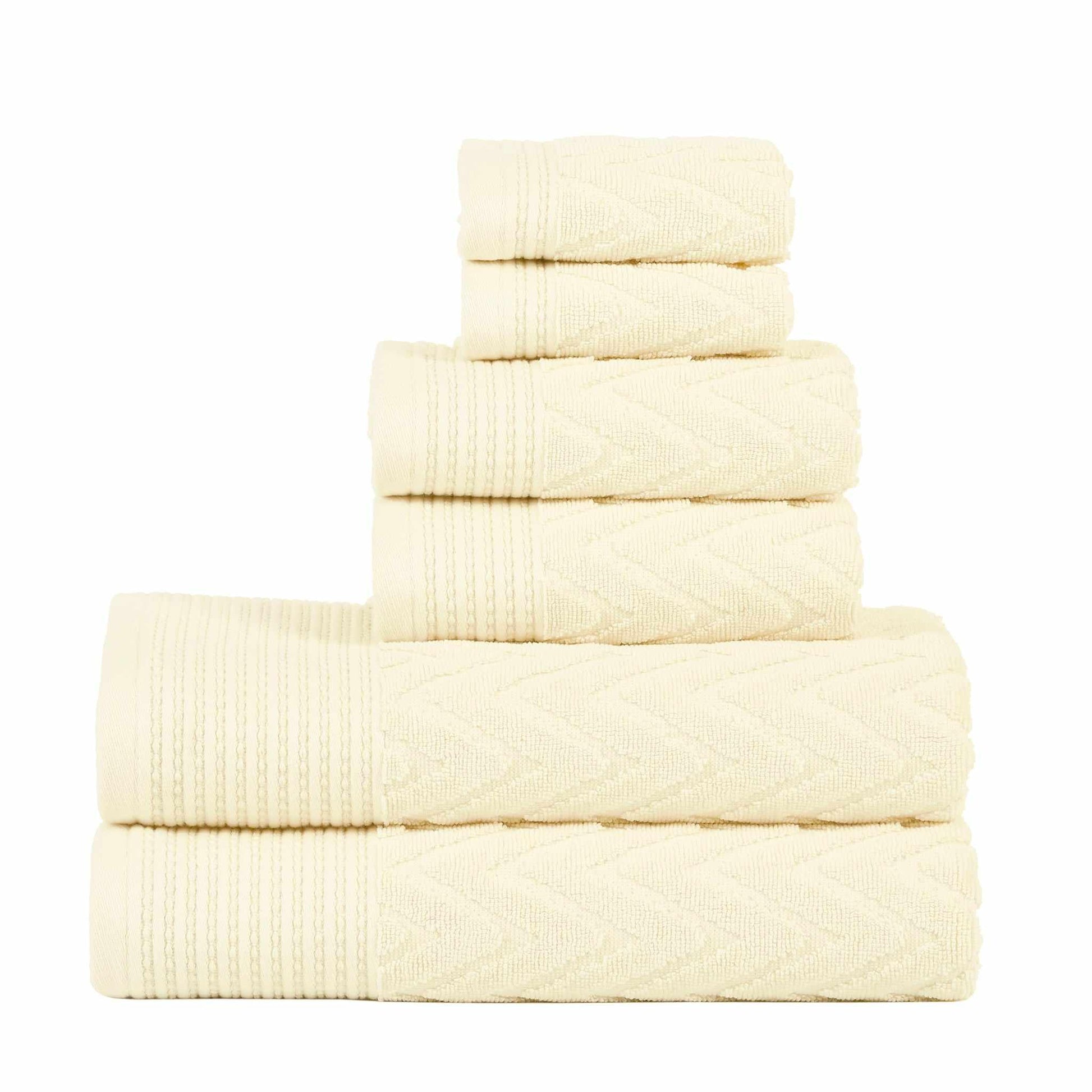 Chevron 100% Combed Cotton 550 GSM Jacquard Weave 6-Piece Towel Set FredCo