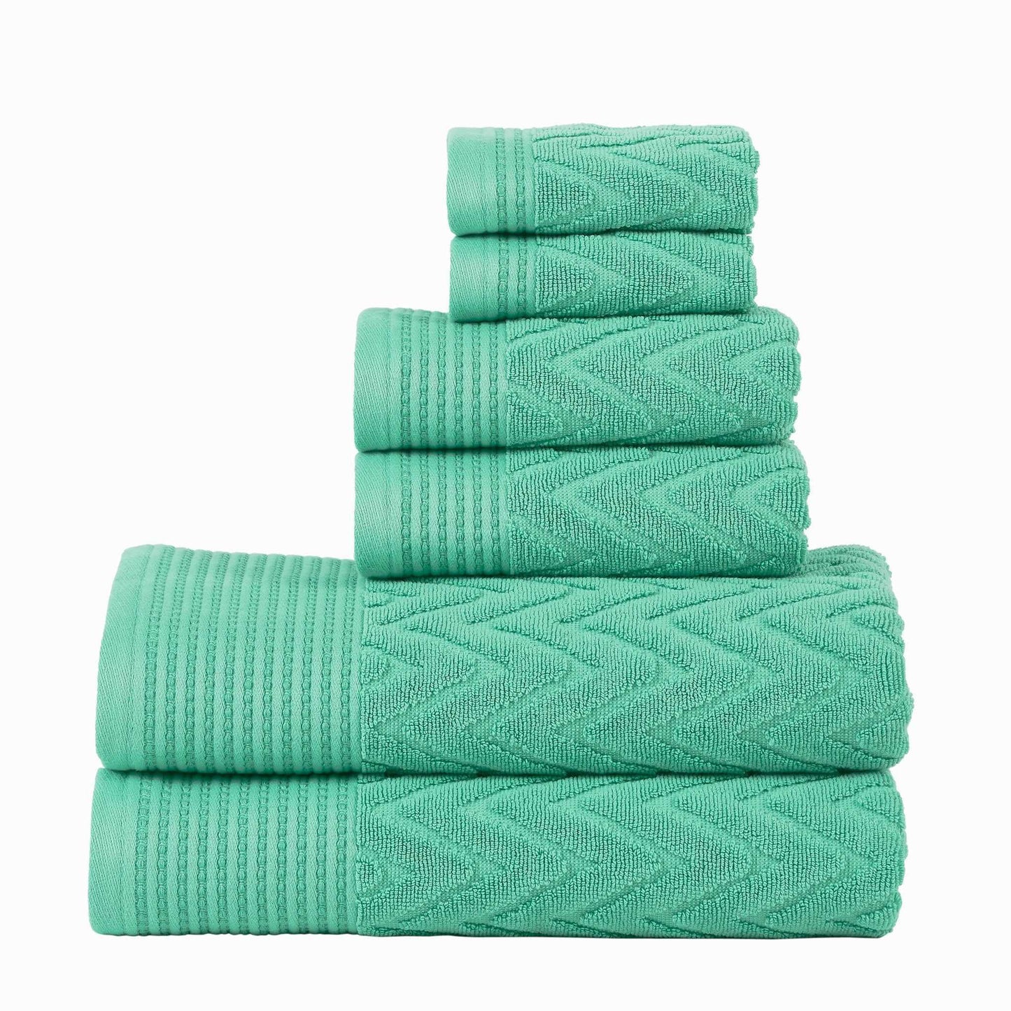 Chevron 100% Combed Cotton 550 GSM Jacquard Weave 6-Piece Towel Set FredCo