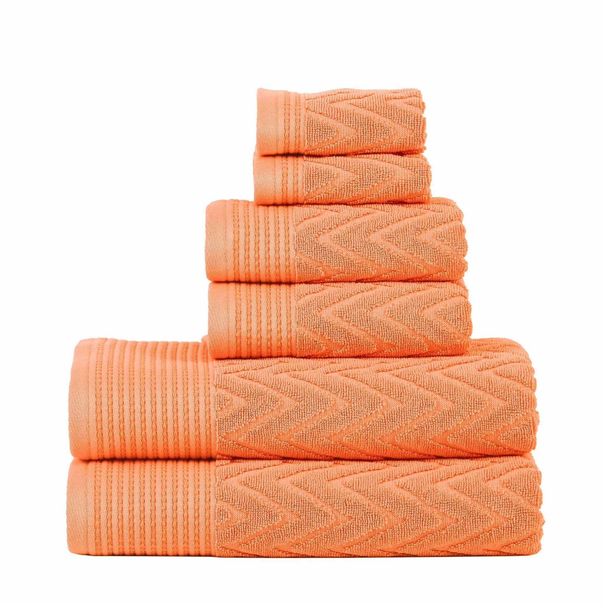 Chevron 100% Combed Cotton 550 GSM Jacquard Weave 6-Piece Towel Set FredCo