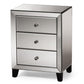 Chevron Modern and Contemporary Hollywood Regency Glamour Style Mirrored 3-Drawers Nightstand Bedside Table FredCo