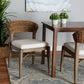 Chloe Modern Bohemian Walnut Brown Finished Mahogany Wood and Natural Rattan Dining Chair FredCo