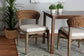 Chloe Modern Bohemian Walnut Brown Finished Mahogany Wood and Natural Rattan Dining Chair FredCo