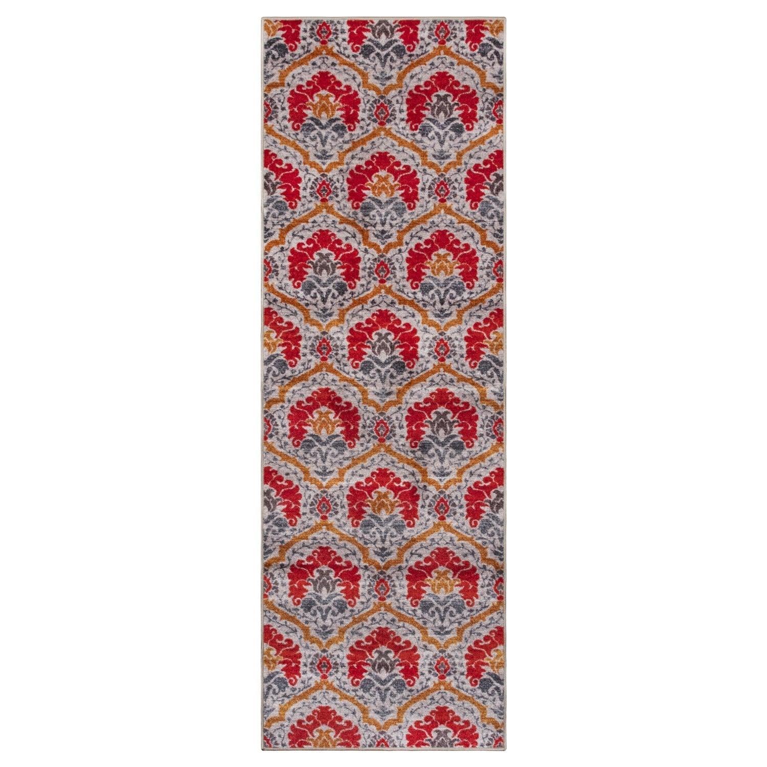 Chloe Non-Slip Nylon Foldable Modern Floral Damask Rug FredCo