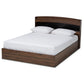 Christopher Modern and Contemporary Rustic Walnut Brown Finished Wood Queen Size Platform Bed with Shelves FredCo