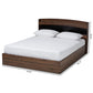 Christopher Modern and Contemporary Rustic Walnut Brown Finished Wood Queen Size Platform Bed with Shelves FredCo