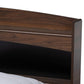 Christopher Modern and Contemporary Rustic Walnut Brown Finished Wood Queen Size Platform Bed with Shelves FredCo