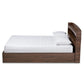 Christopher Modern and Contemporary Rustic Walnut Brown Finished Wood Queen Size Platform Bed with Shelves FredCo