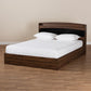Christopher Modern and Contemporary Rustic Walnut Brown Finished Wood Queen Size Platform Bed with Shelves FredCo