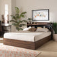 Christopher Modern and Contemporary Rustic Walnut Brown Finished Wood Queen Size Platform Bed with Shelves FredCo