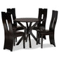 Cian Modern and Contemporary Dark Brown Faux Leather Upholstered and Dark Brown Finished Wood 5-Piece Dining Set FredCo