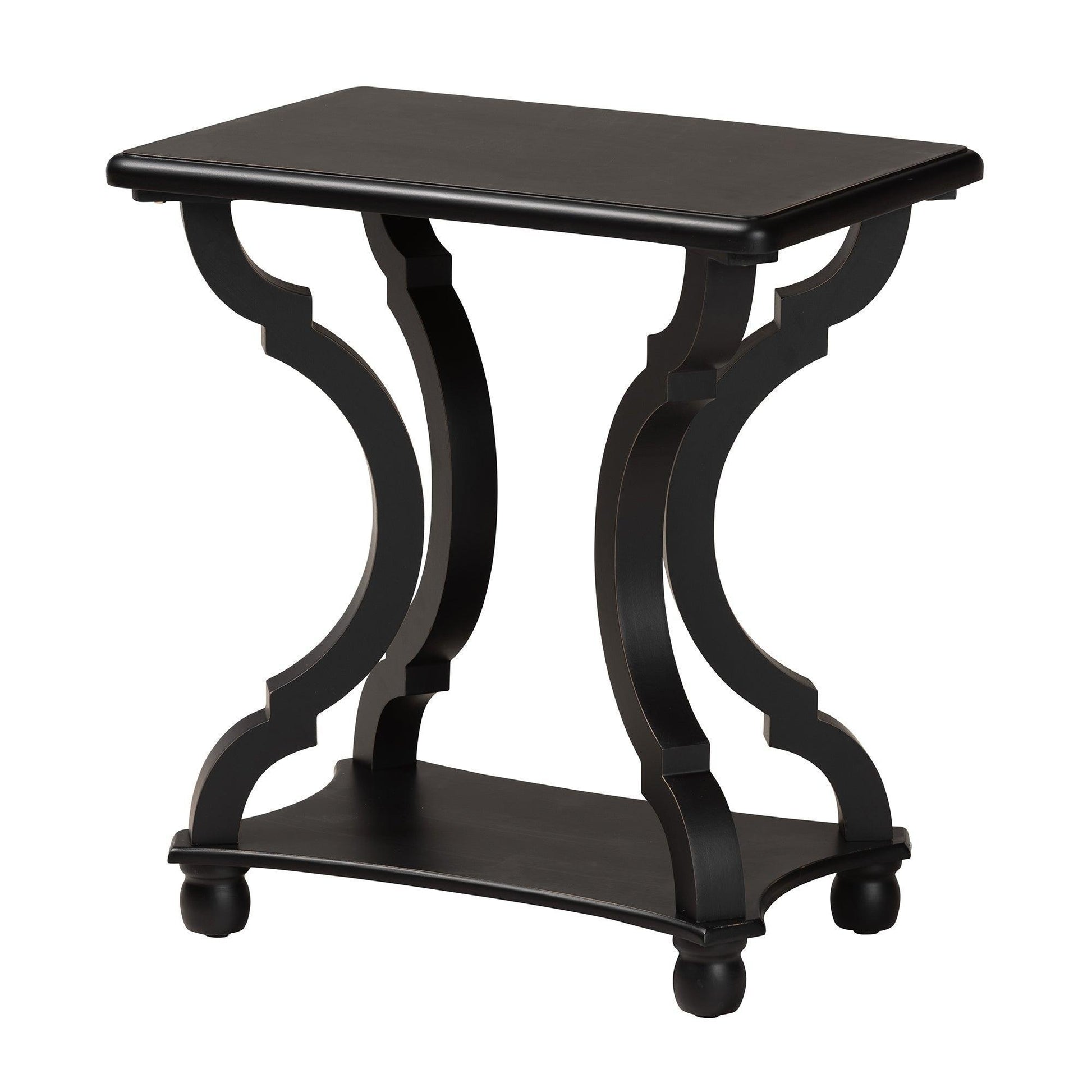 Cianna Classic and Traditional Black Wood End Table FredCo