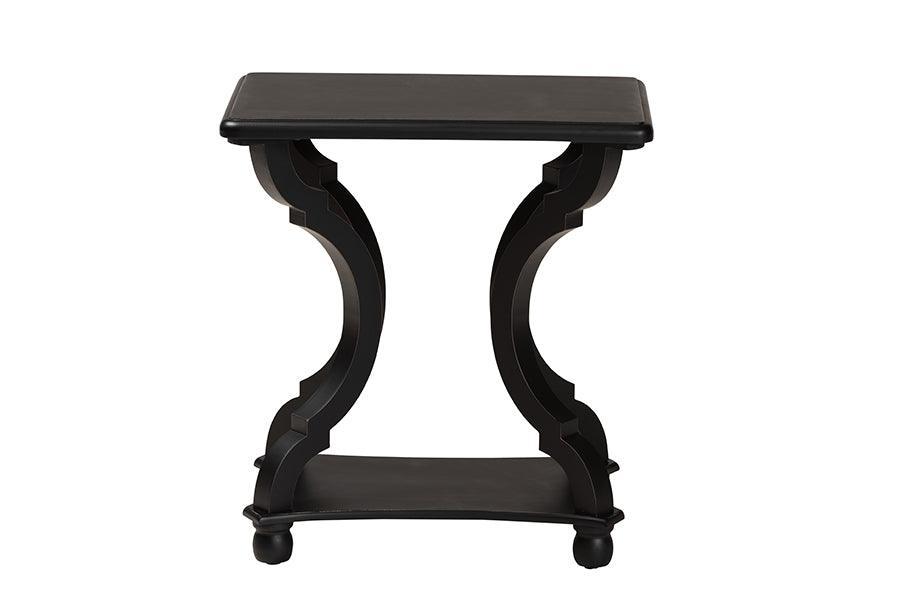 Cianna Classic and Traditional Black Wood End Table FredCo