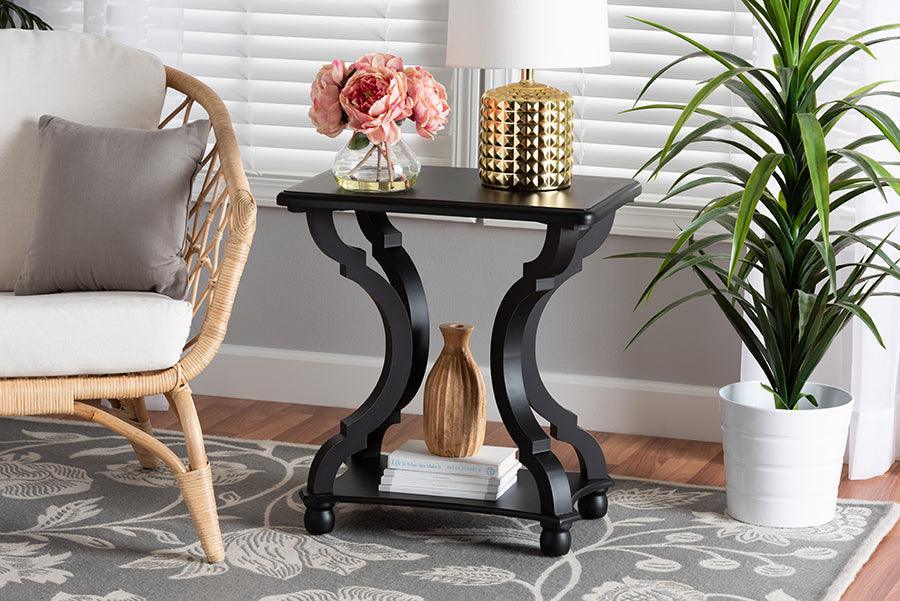 Cianna Classic and Traditional Black Wood End Table FredCo