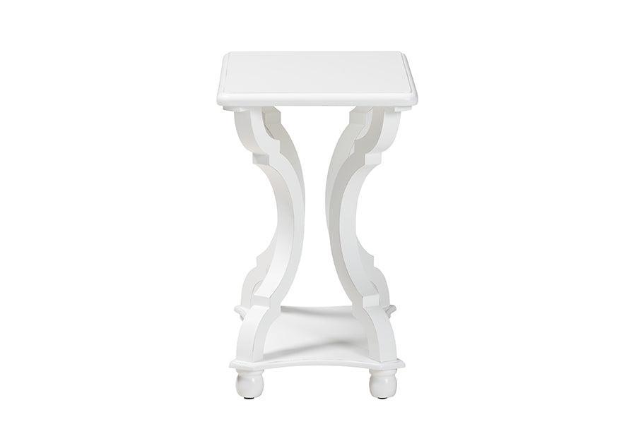 Cianna Classic and Traditional White Wood End Table FredCo