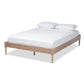 Cielle French Bohemian Antique Oak Finished Wood Queen Size Platform Bed Frame FredCo