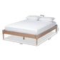Cielle French Bohemian Antique Oak Finished Wood Queen Size Platform Bed Frame FredCo