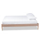 Cielle French Bohemian Antique Oak Finished Wood Queen Size Platform Bed Frame FredCo