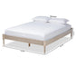 Cielle French Bohemian Antique White Oak Finished Wood Queen Size Platform Bed Frame FredCo