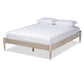 Cielle French Bohemian Antique White Oak Finished Wood Queen Size Platform Bed Frame FredCo