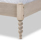 Cielle French Bohemian Antique White Oak Finished Wood Queen Size Platform Bed Frame FredCo