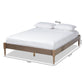Cielle French Bohemian Weathered Grey Oak Finished Wood Queen Size Platform Bed Frame FredCo