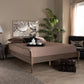 Cielle French Bohemian Weathered Grey Oak Finished Wood Queen Size Platform Bed Frame FredCo