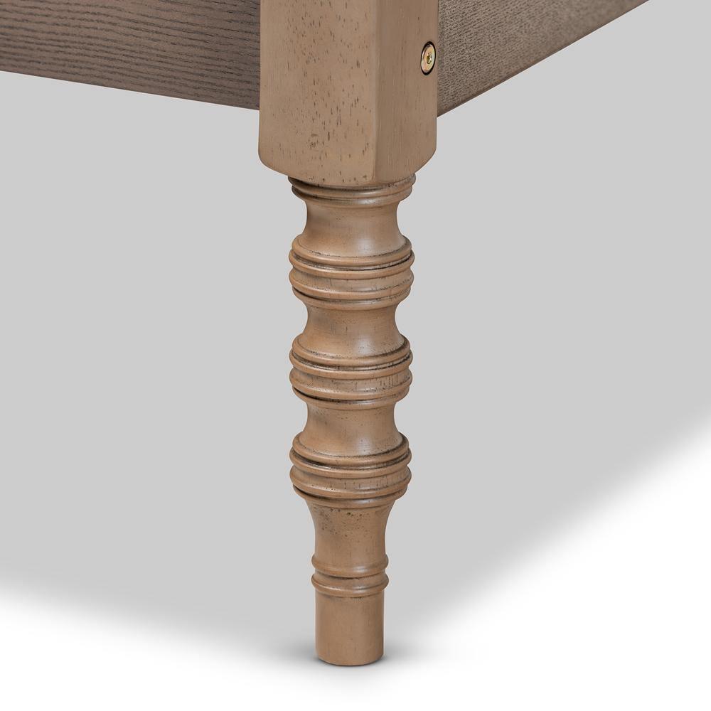 Cielle French Bohemian Weathered Grey Oak Finished Wood Queen Size Platform Bed Frame FredCo
