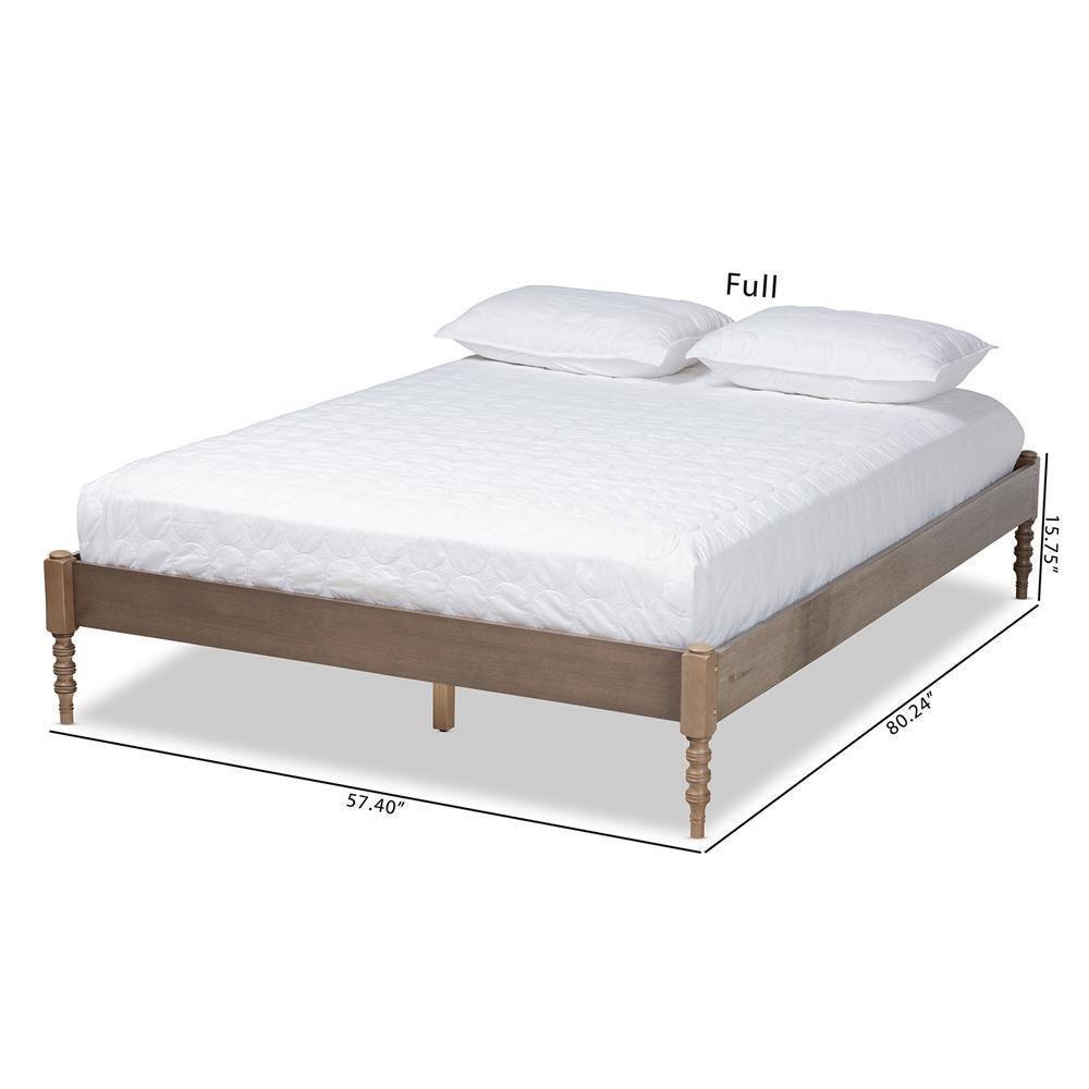 Cielle French Bohemian Weathered Grey Oak Finished Wood Queen Size Platform Bed Frame FredCo