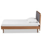 Cilka Mid-Century Modern Dark Grey Fabric Upholstered and Ash Walnut Finished Wood Twin Size Platform Bed FredCo
