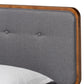 Cilka Mid-Century Modern Dark Grey Fabric Upholstered and Ash Walnut Finished Wood Twin Size Platform Bed FredCo