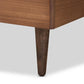 Cilka Mid-Century Modern Dark Grey Fabric Upholstered and Ash Walnut Finished Wood Twin Size Platform Bed FredCo