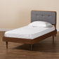 Cilka Mid-Century Modern Dark Grey Fabric Upholstered and Ash Walnut Finished Wood Twin Size Platform Bed FredCo