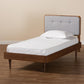 Cilka Mid-Century Modern Light Grey Fabric Upholstered and Ash Walnut Finished Wood Twin Size Platform Bed FredCo