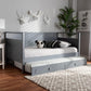 Cintia Cottage Farmhouse Grey Finished Wood Twin Size Daybed with Trundle FredCo