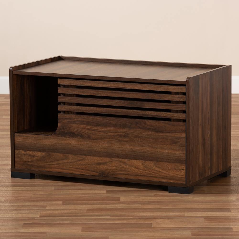 Claire Modern and Contemporary Walnut Brown Finished Cat Litter Box Cover House FredCo