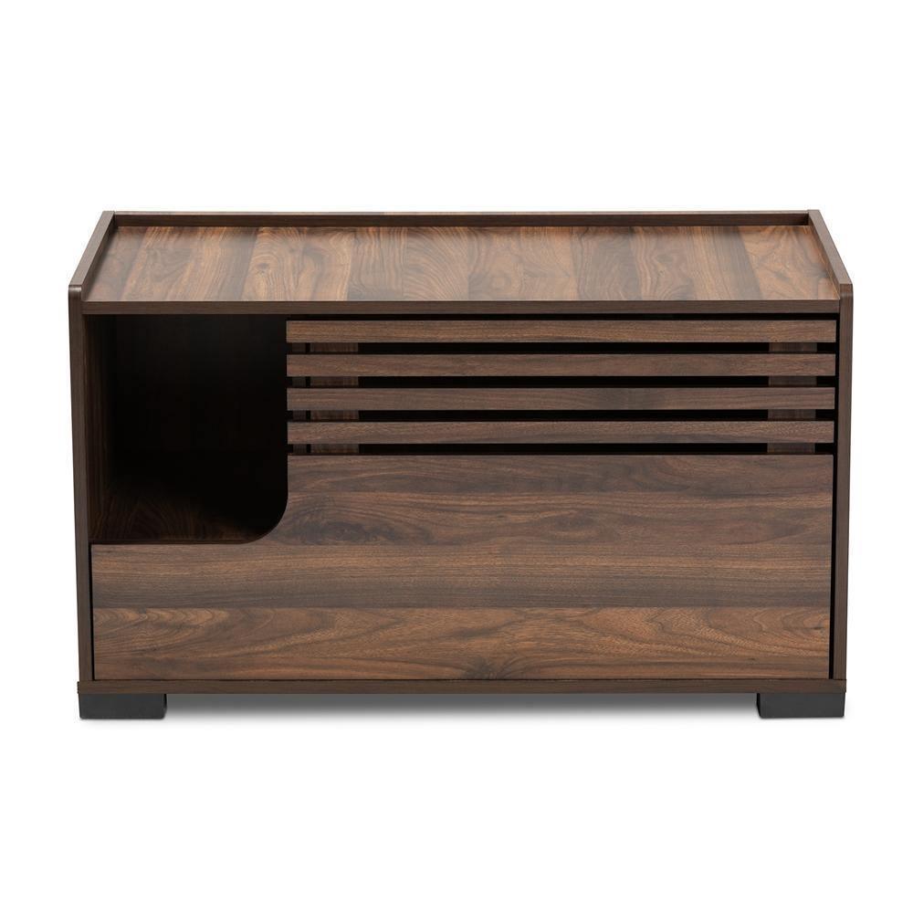 Claire Modern and Contemporary Walnut Brown Finished Cat Litter Box Cover House FredCo