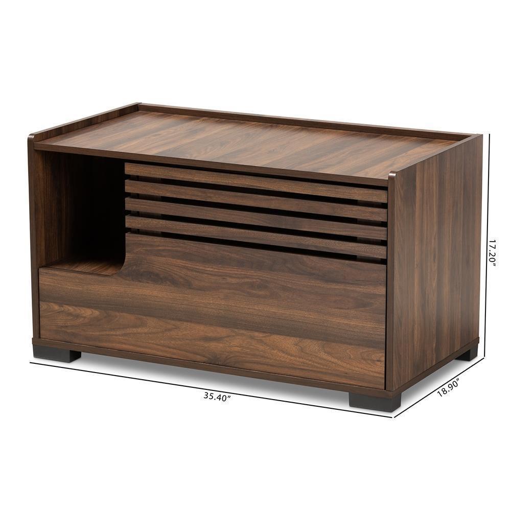 Claire Modern and Contemporary Walnut Brown Finished Cat Litter Box Cover House FredCo